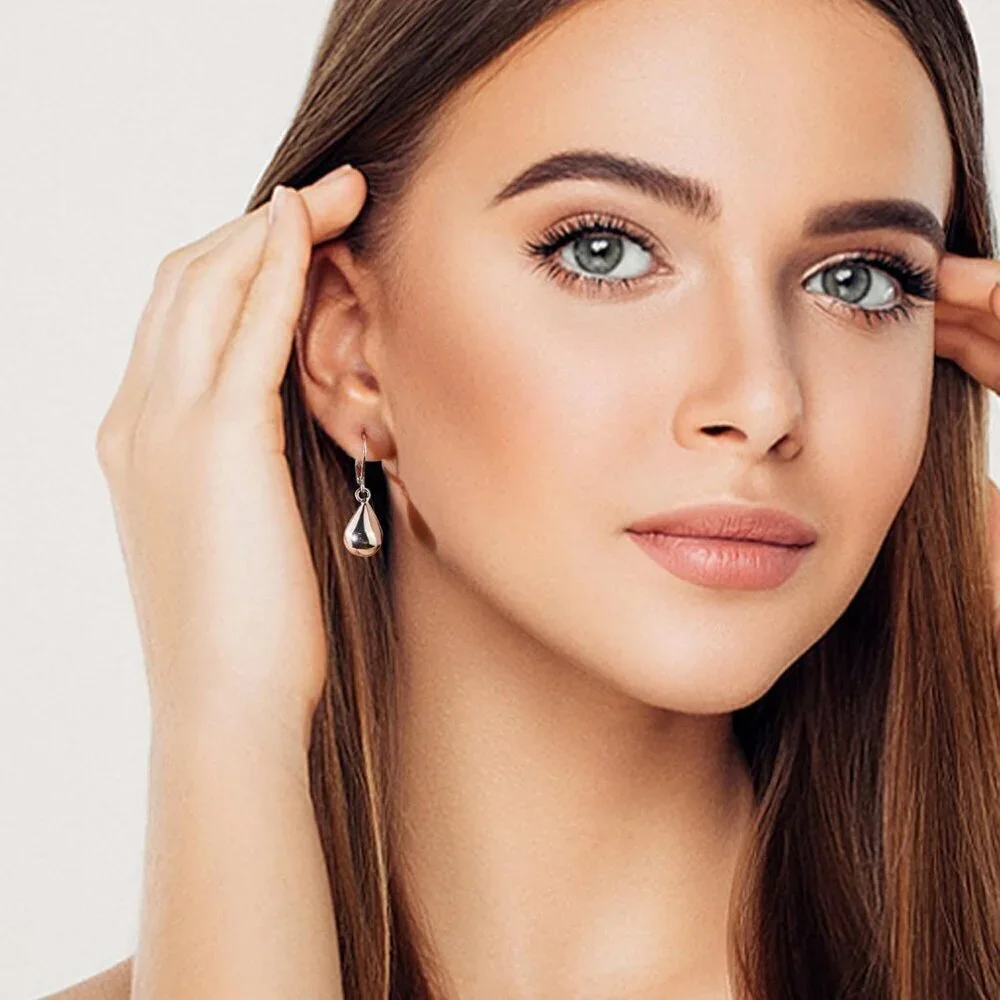 925 Sterling Silver Teardrop Leverback Earrings for Women - Hypoallergenic